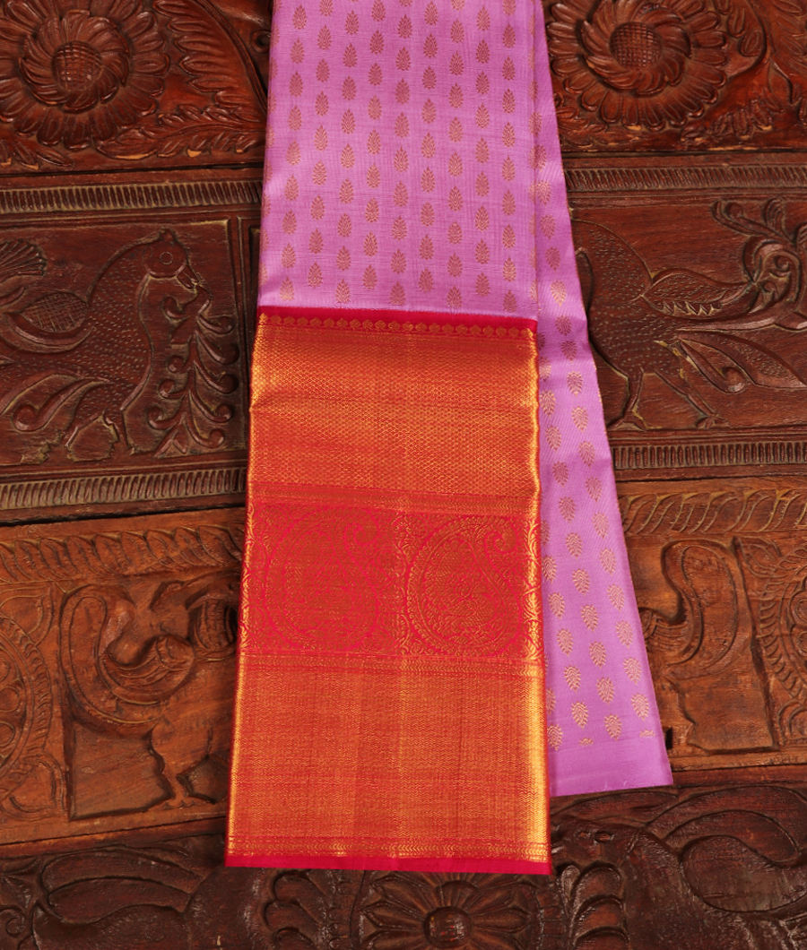 Lavender Handwoven Kanjivaram Silk Pavadai T293947-image