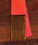 Pinkish Orange Handwoven Kanjivaram Silk Pavadai T2925951