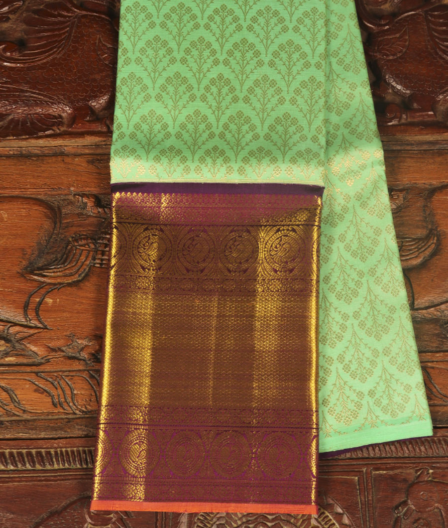 Light Green Handwoven Kanjivaram Silk Pavadai  T257659-image
