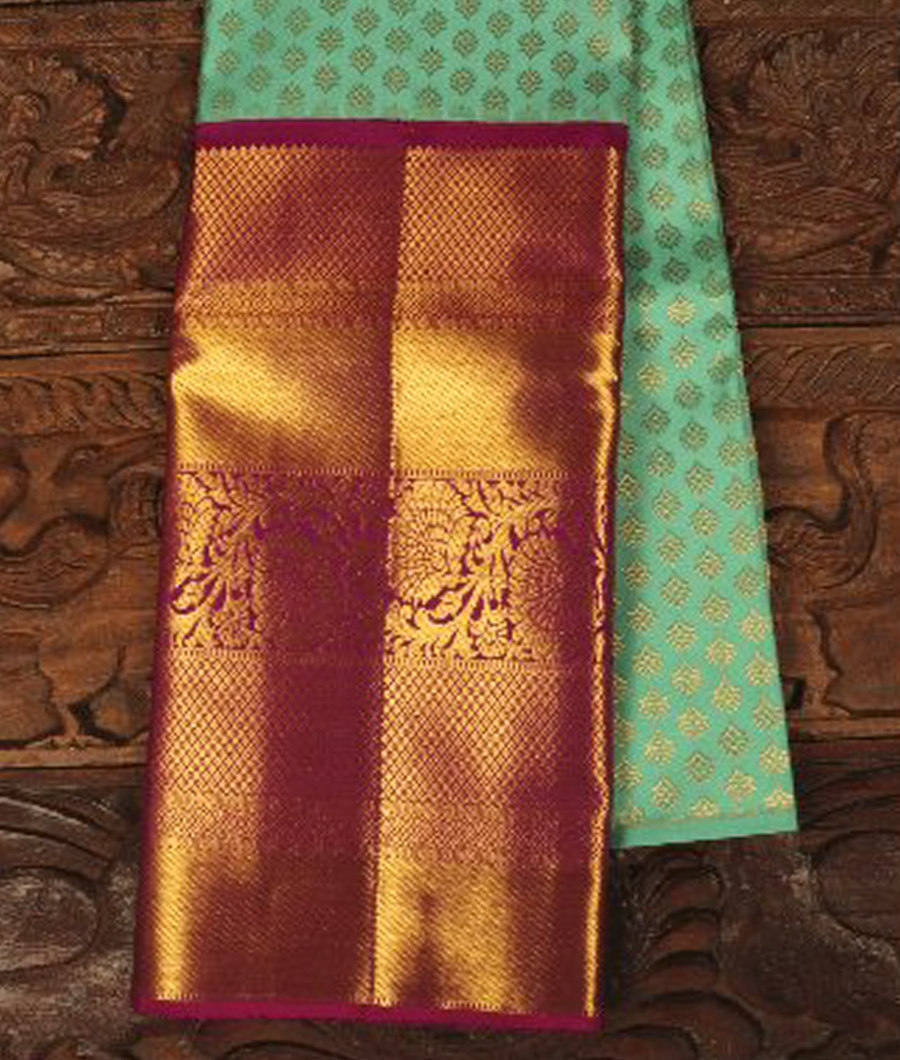 Green Handwoven Kanjivaram Silk Pavadai T282371-image