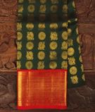Bottle Green Handwoven Kanjivaram Silk Pavadai  T2786341