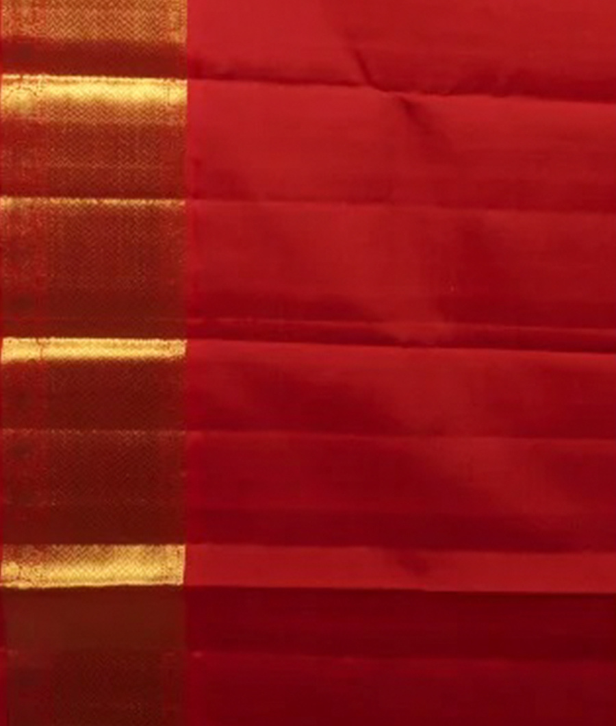 Bottle Green Handwoven Kanjivaram Silk Pavadai  T2786342