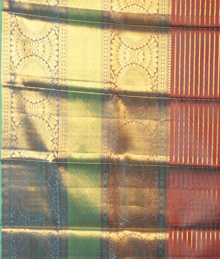 Olive Green  Handwoven Printed Kanjivaram Silk Pavadai T188942