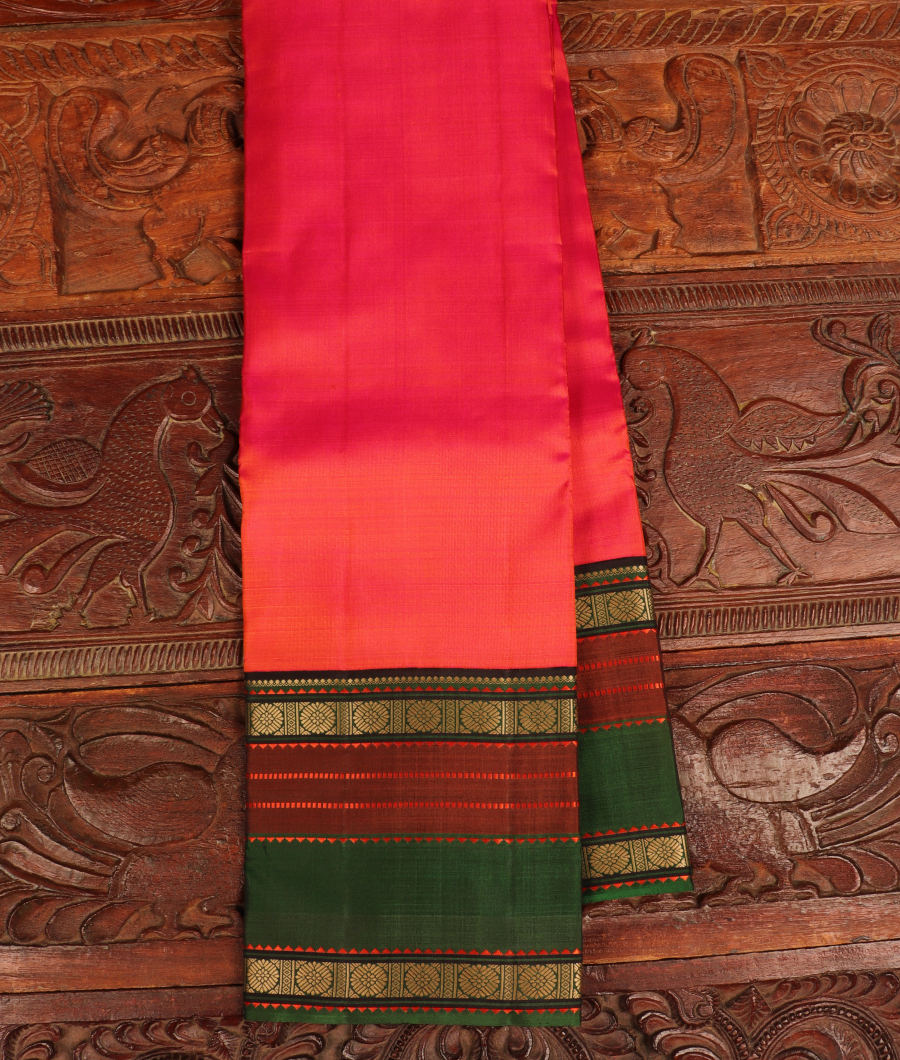 Pinkish Orange Handwoven Kanjivaram Silk Saree T296285-image