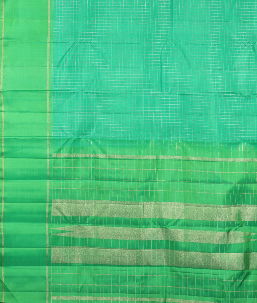 Greenish Blue Handwoven Kanjivaram Silk Saree T3019354