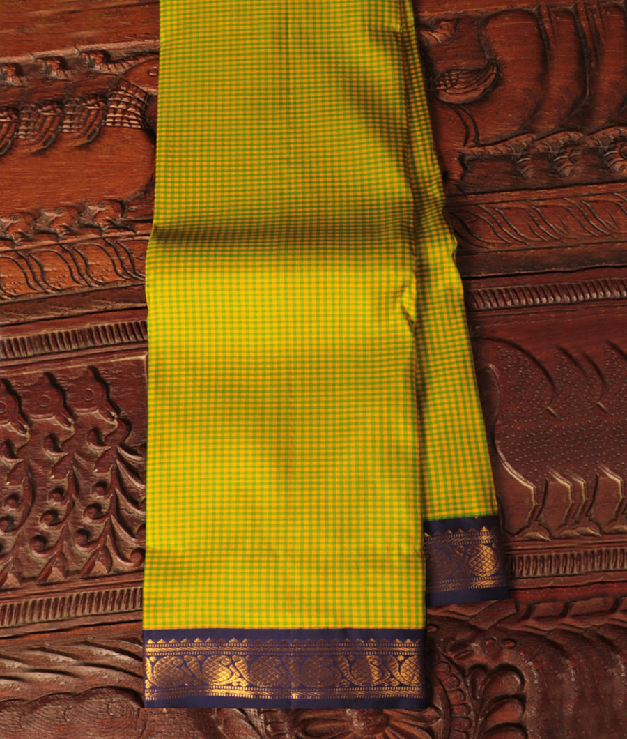 Yellow and Green Handwoven Kanjivaram Silk Saree T302537-image