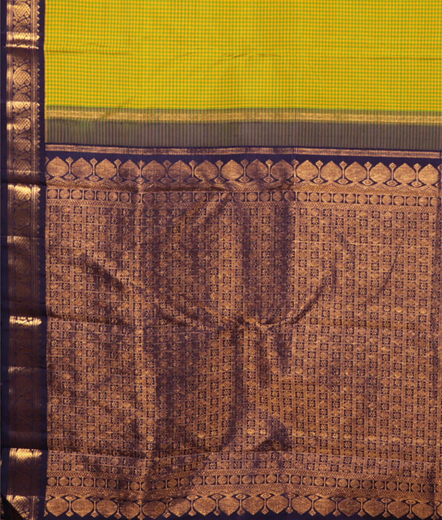 Yellow and Green Handwoven Kanjivaram Silk Saree T3025374