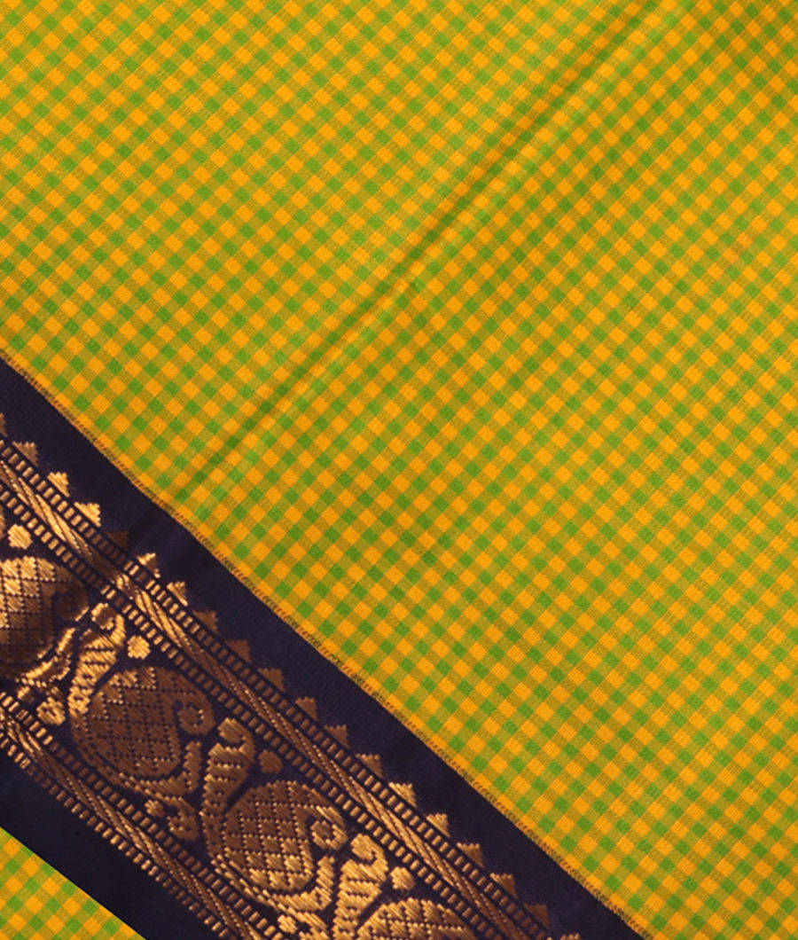 Yellow and Green Handwoven Kanjivaram Silk Saree T3025375
