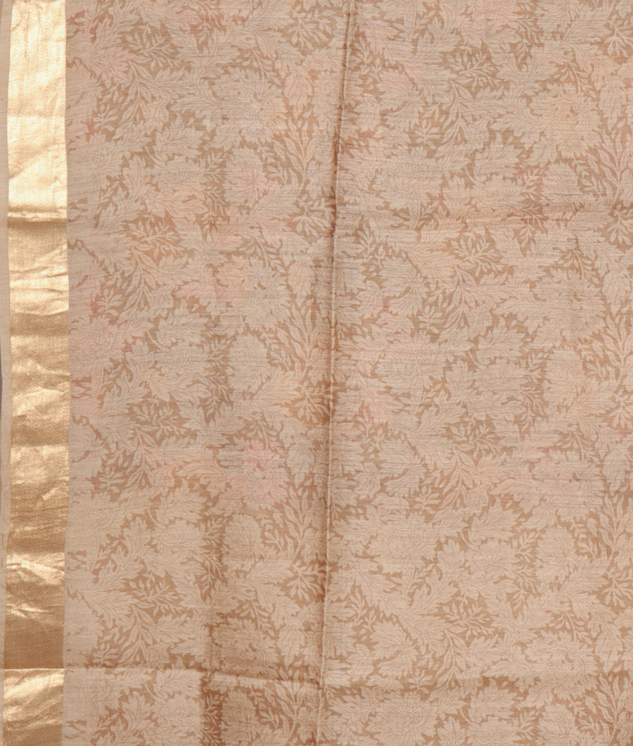 Light Brown Tussar Printed Saree T2995173