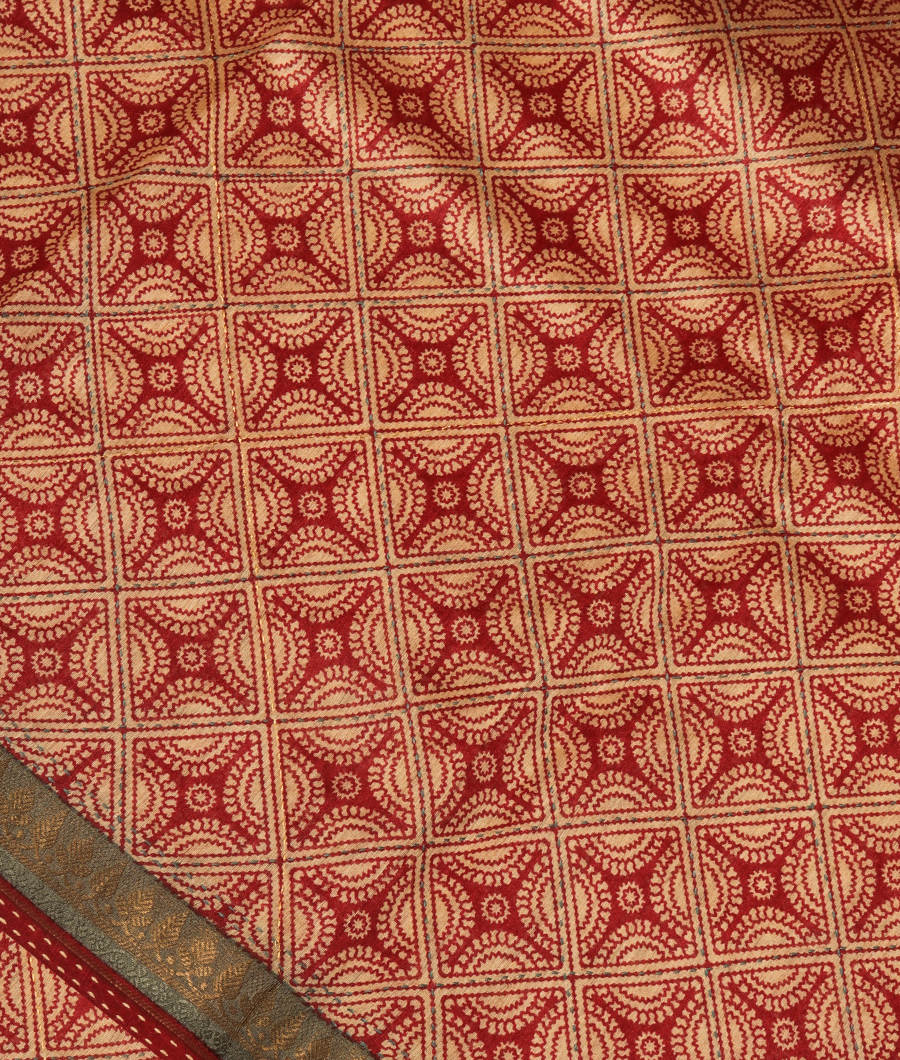 Maroon Tussar Printed Saree T295323-image