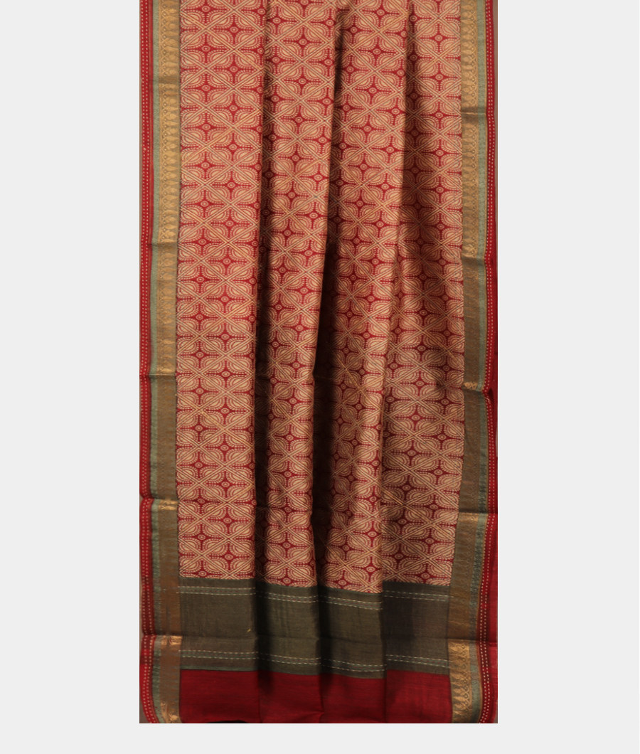 Maroon Tussar Printed Saree T2953232