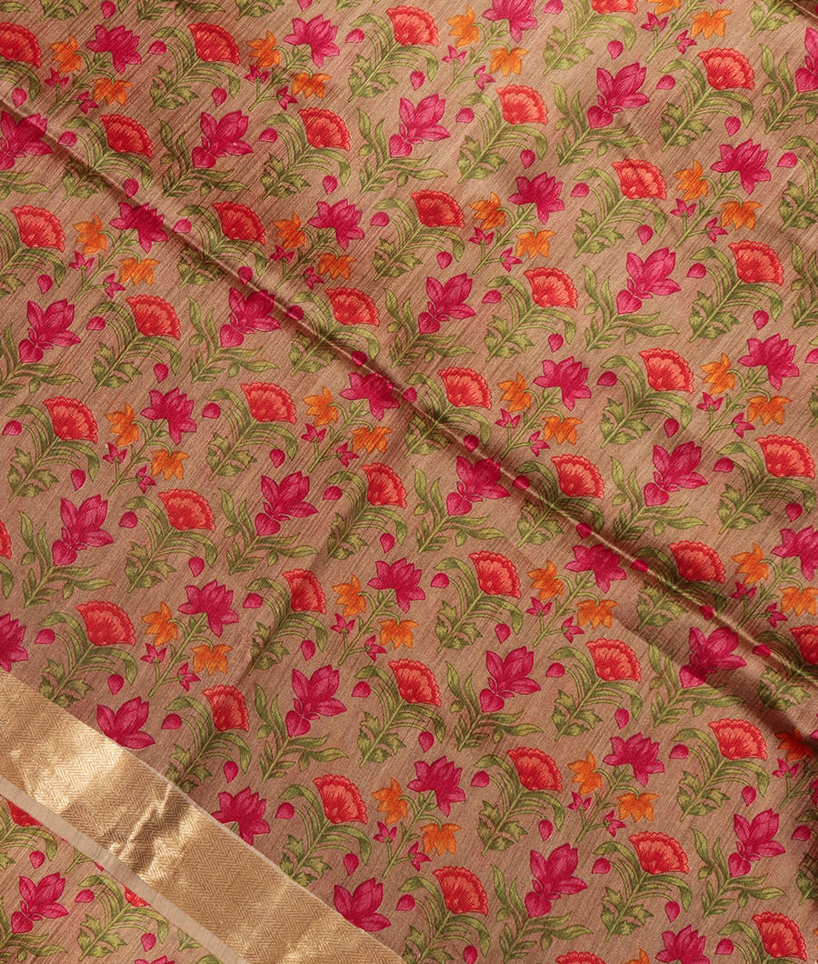 Grey Tussar Printed Saree T299520-image