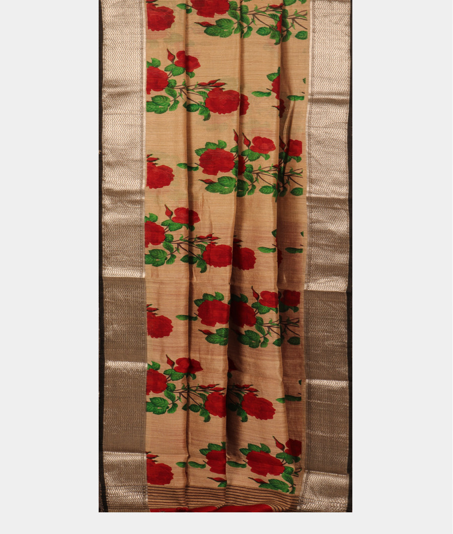 Beige Tussar Printed Saree T2972162