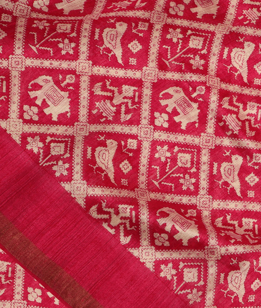 Purple Pink Tussar Printed Saree T297202-image
