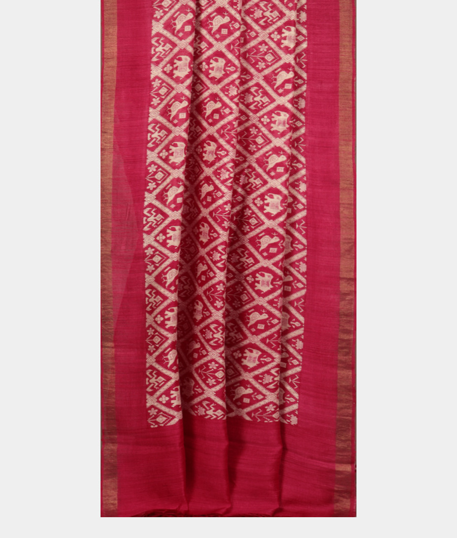 Purple Pink Tussar Printed Saree T2972022