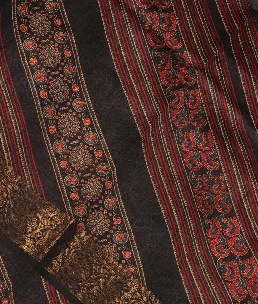 Grey Tussar Printed Saree T298199-image