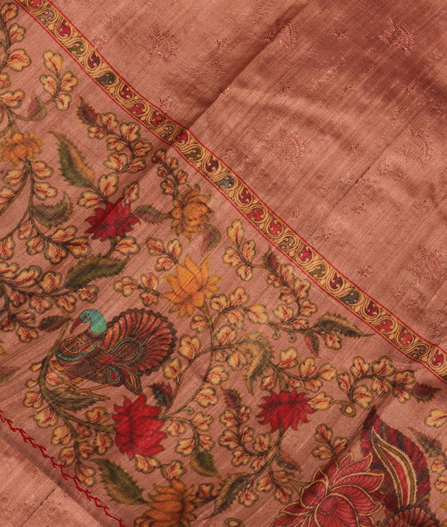 Mauve Pink Tussar Printed Saree T301076-image