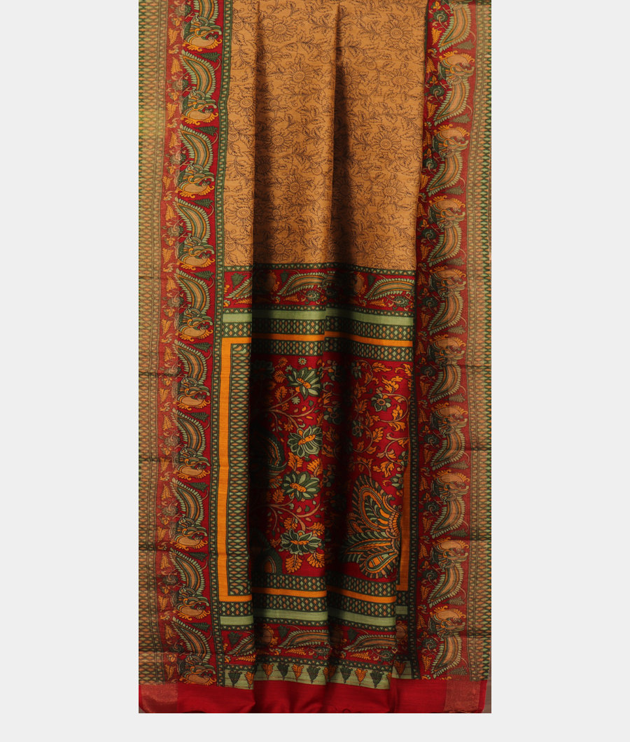 Beige Soft Tussar Printed Saree T2949052