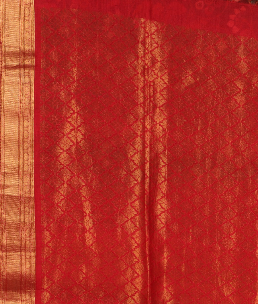Brown Printed Raw Silk Saree T2896173