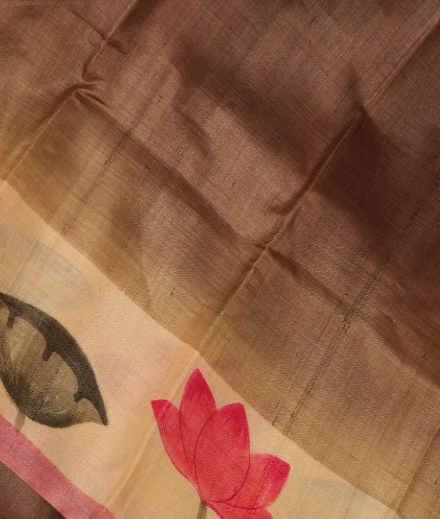 Light Brown Tussar Printed Saree T300346-image