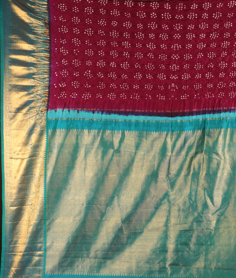 Purple Bandhani Kanjivaram Silk Saree T2738254