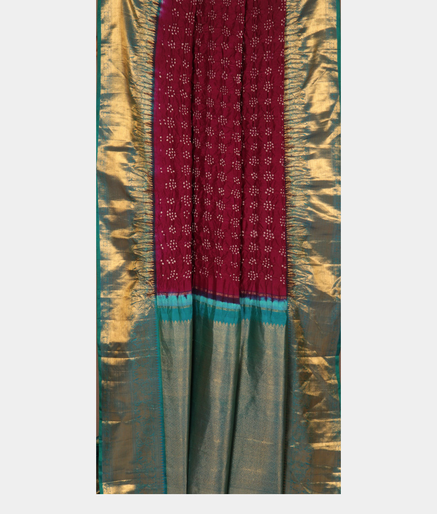 Purple Bandhani Kanjivaram Silk Saree T2738255