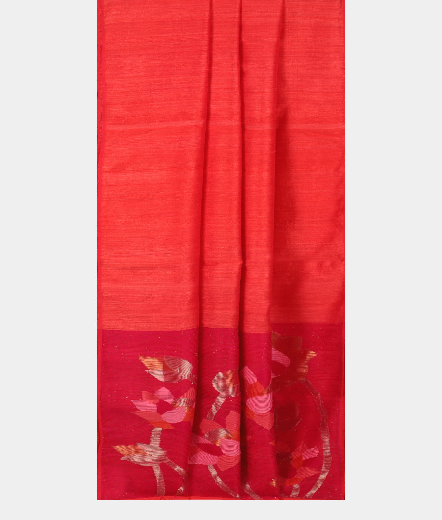 Dark Peach Handwoven Tussar Saree T2961512