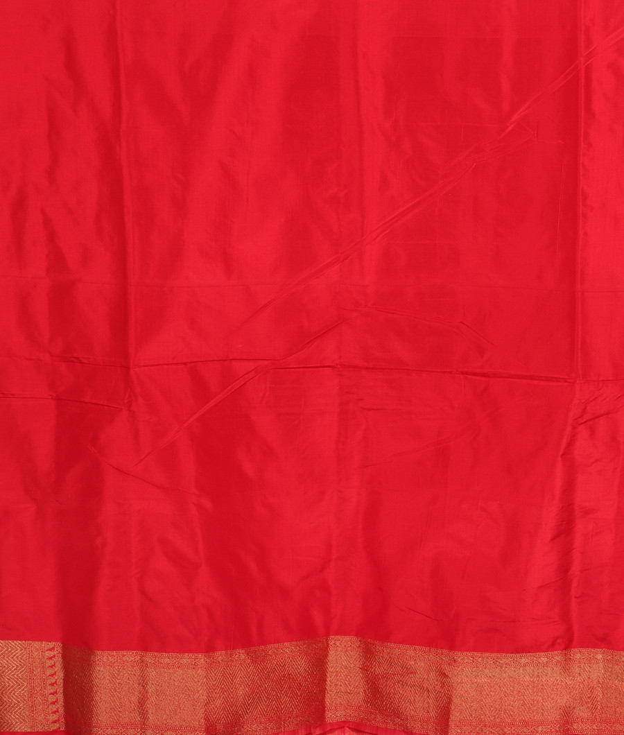 Pinkish Orange Banaras Silk Saree T2913763