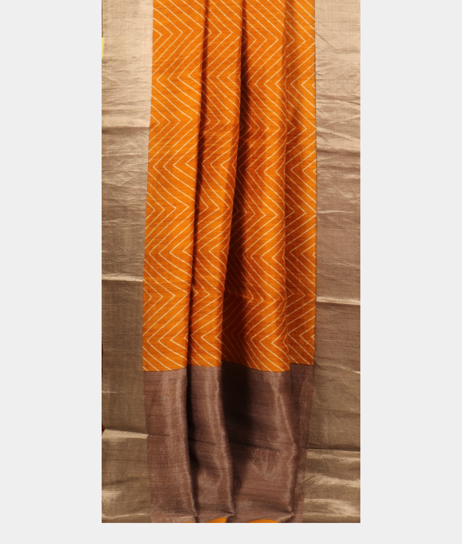 Yellow Tussar Printed Saree T2983862
