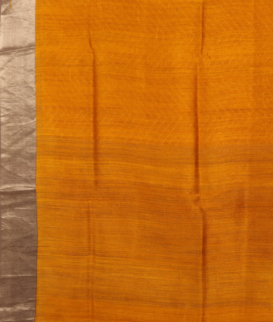 Yellow Tussar Printed Saree T2983863