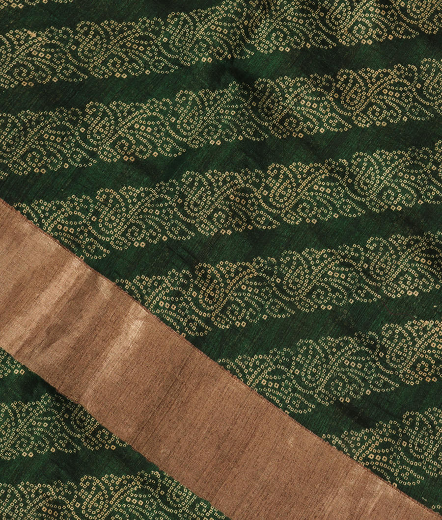 Bottle Green Tussar Printed Saree T298378-image