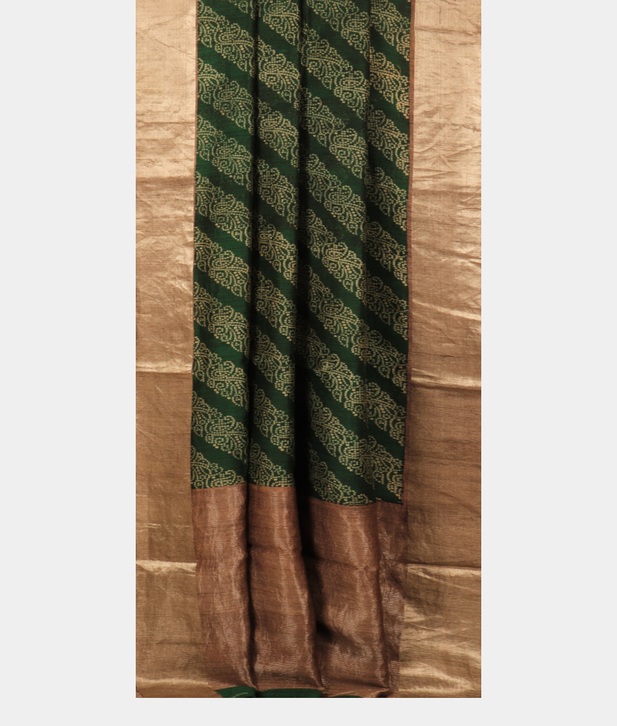Bottle Green Tussar Printed Saree T2983782