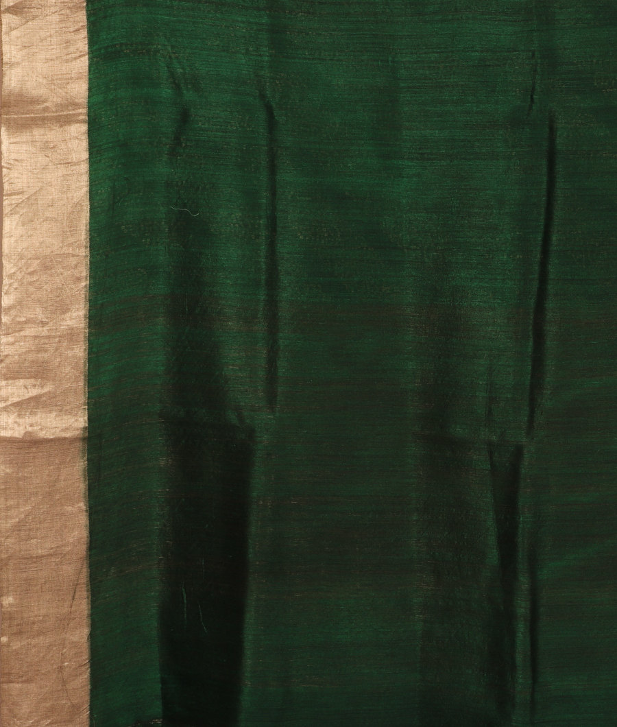 Bottle Green Tussar Printed Saree T2983783