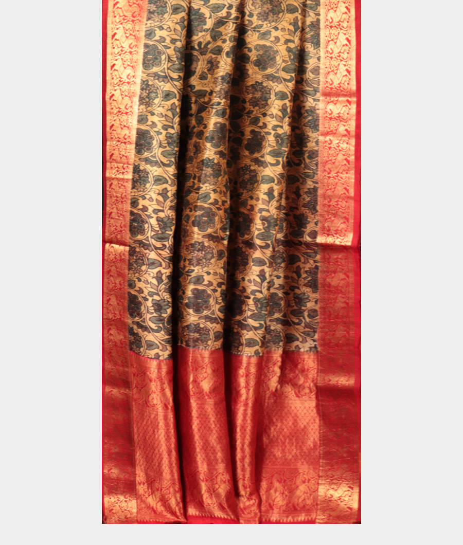 Off White Tussar Printed Saree T2791832