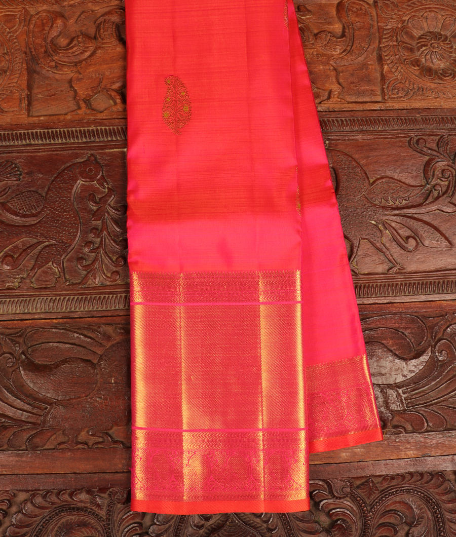Pinkish Orange Handwoven Kanjivaram Silk Saree T290778-image