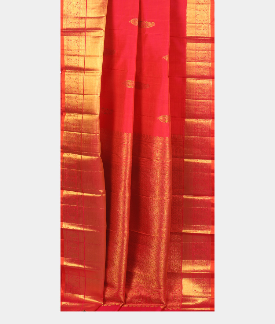 Pinkish Orange Handwoven Kanjivaram Silk Saree T2907782