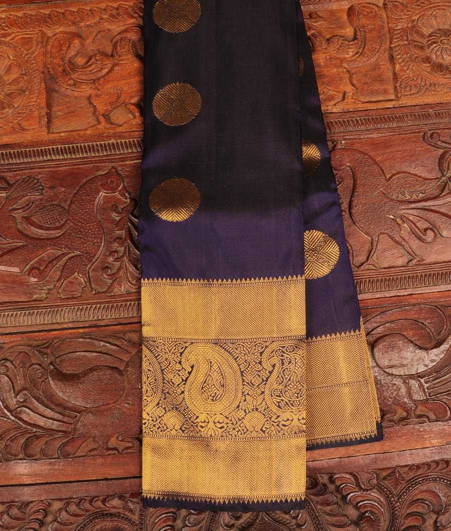 Midnight Blue Handwoven Kanjivaram Silk Saree T294653-image