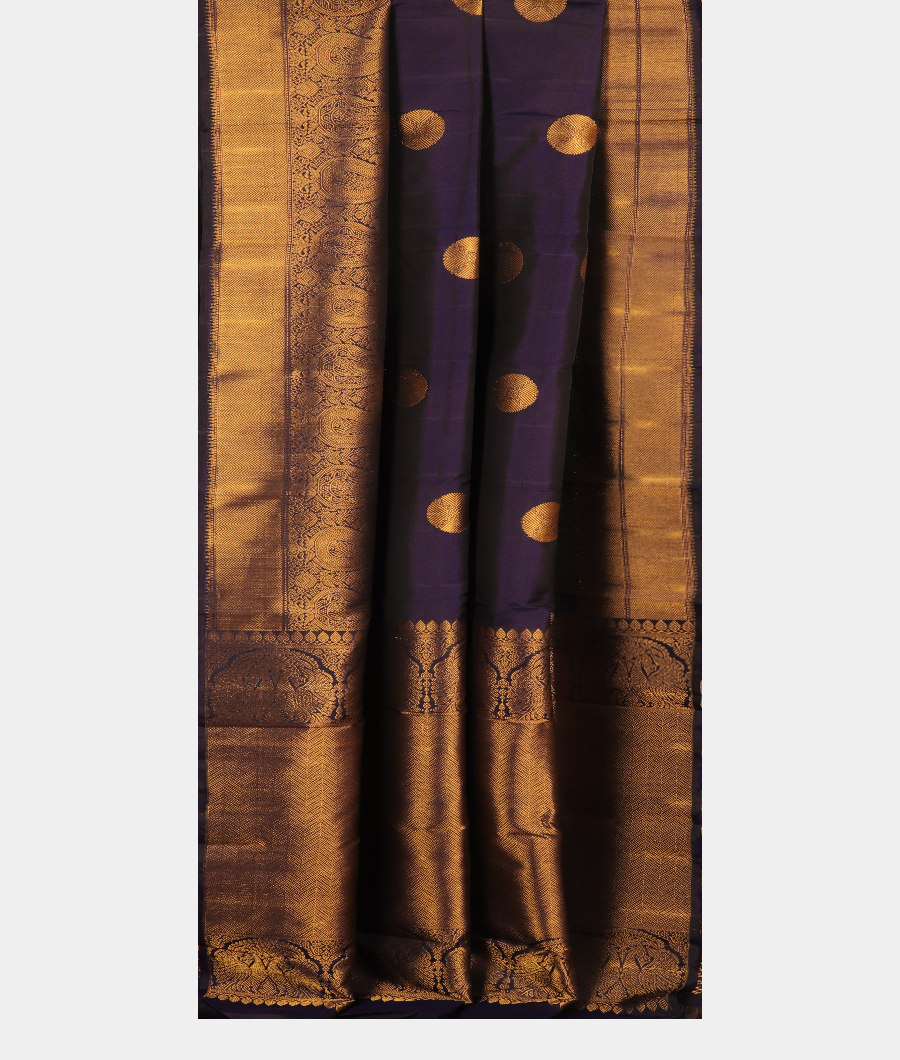 Midnight Blue Handwoven Kanjivaram Silk Saree T2946532