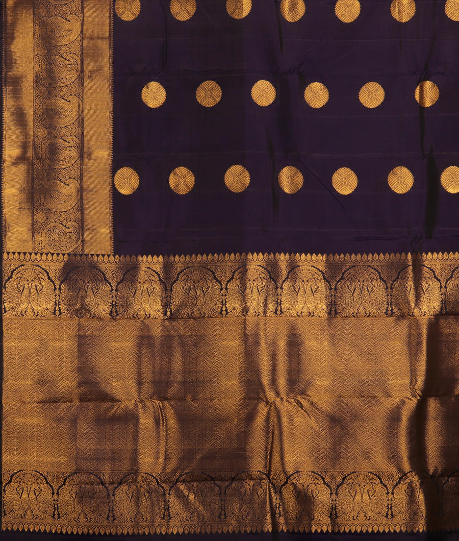 Midnight Blue Handwoven Kanjivaram Silk Saree T2946534