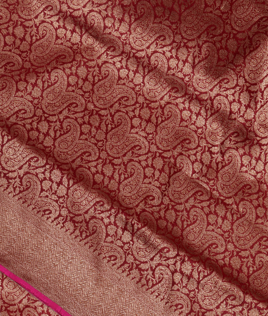 Maroon Banaras Silk Saree T254123-image