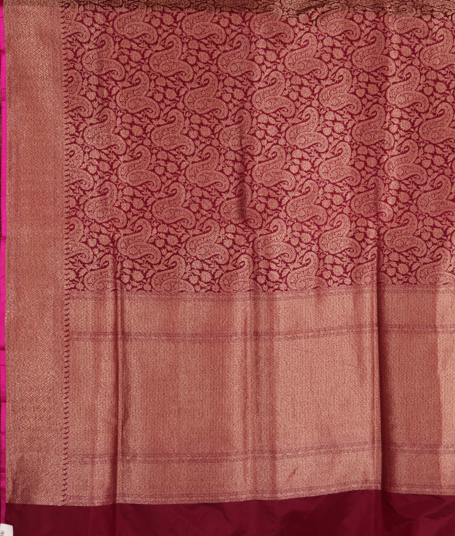 Maroon Banaras Silk Saree T2541234