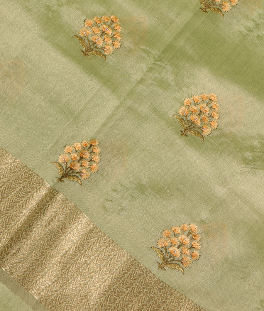 Green Chaniya Embroidery Silk Saree T299993-image