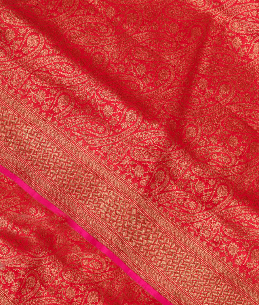 Red Banaras Silk Saree T285485-image