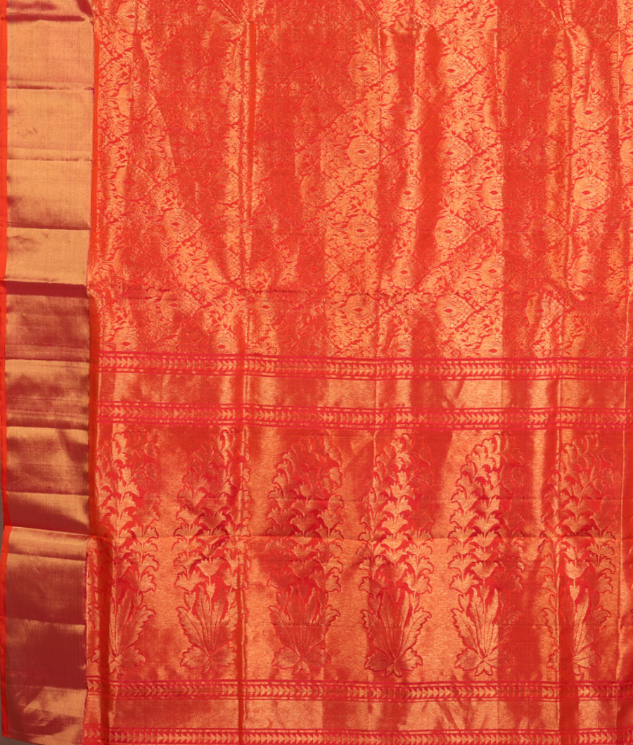 Pinkish Orange Soft Silk Saree T2944034