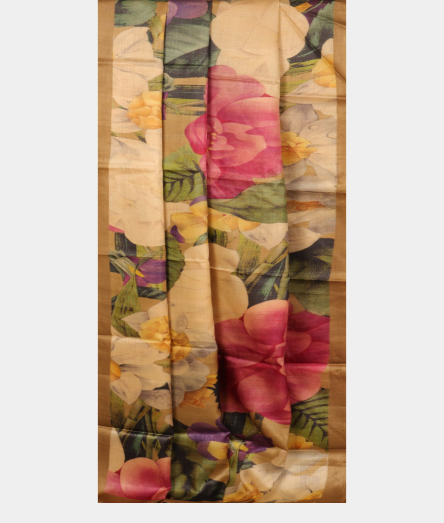 Beige Tussar Printed Saree T3013522