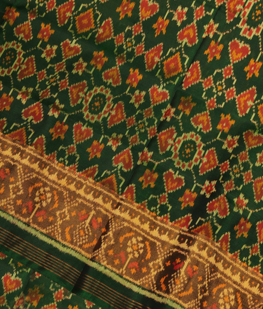 Bottle Green Patola Silk Saree T305463-image
