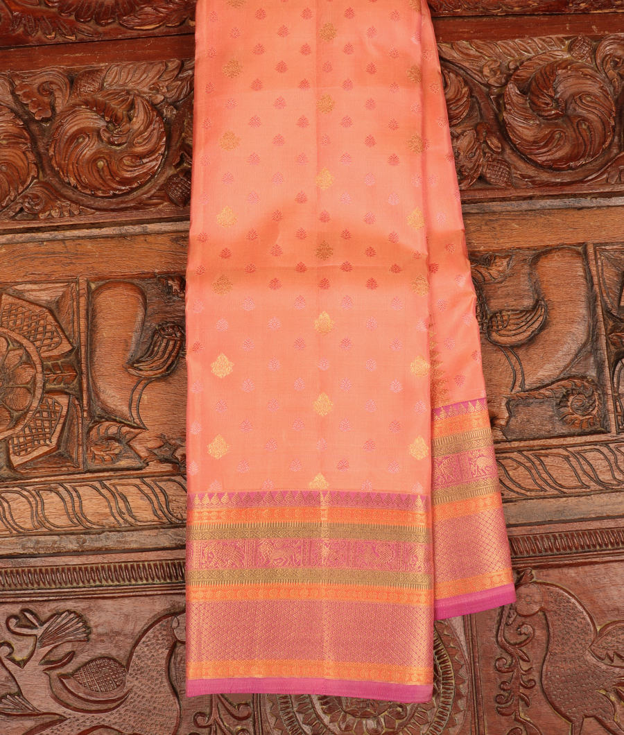 Peach Soft Silk Saree T303145-image