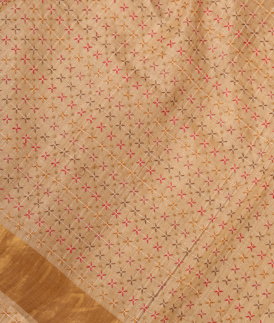 Cream Tussar Embroidery Saree T295162-image