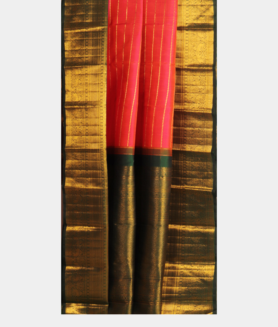 Orangish Pink Handwoven Kanjivaram Silk Saree T2991412