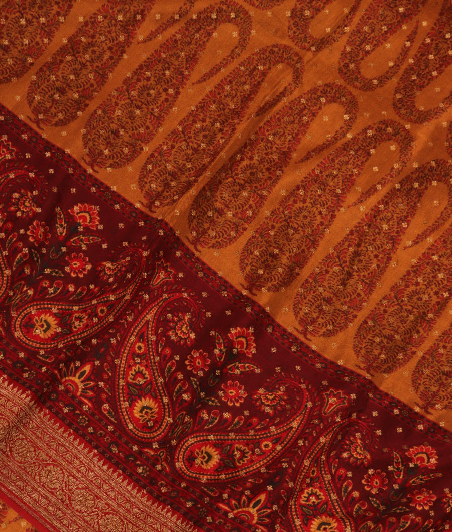 Brown Printed Crepe Silk Saree T300968-image